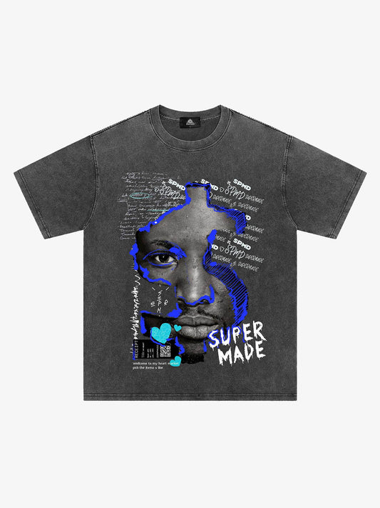 Thesupermade US Dollar Face Graffiti Street Hip-Hop T-shirt - 2128 