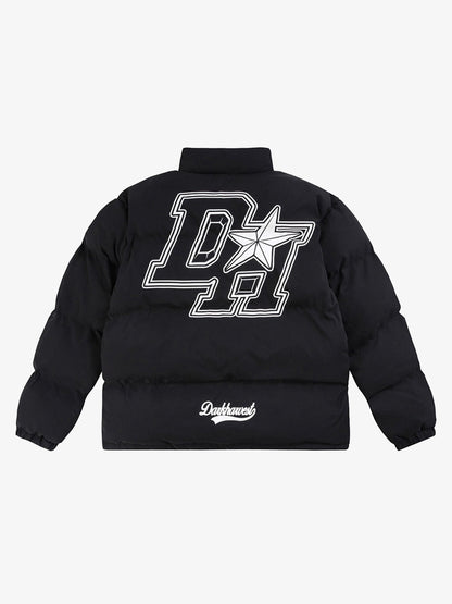 Retro Letter Print Down Jacket - 1393 