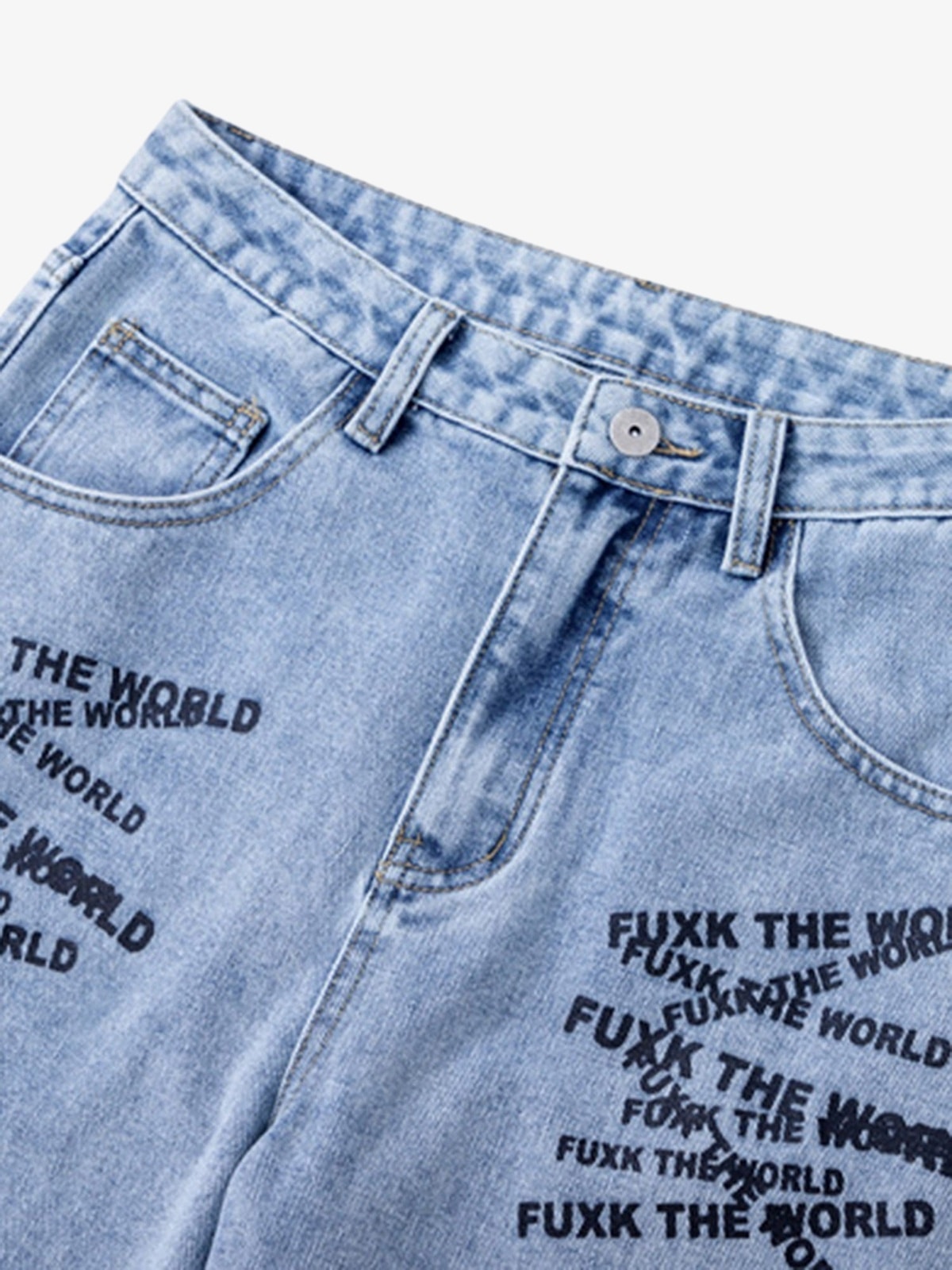 Niche Design Letter Embroidered Tie-dye Gradient Jeans 