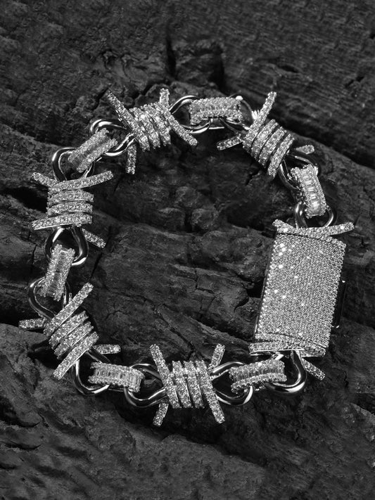 Punk Style Knot Hotfix Rhinestone Bracelet 