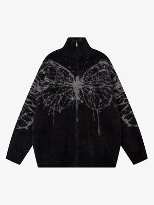 Thesupermade Butterfly Jacquard  Knit Mock Neck Sweater 