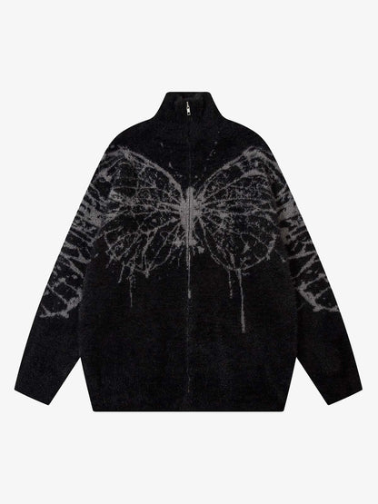 Thesupermade Butterfly Jacquard  Knit Mock Neck Sweater 