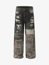 Ripped Camouflage Patchwork Baggy Jeans 
