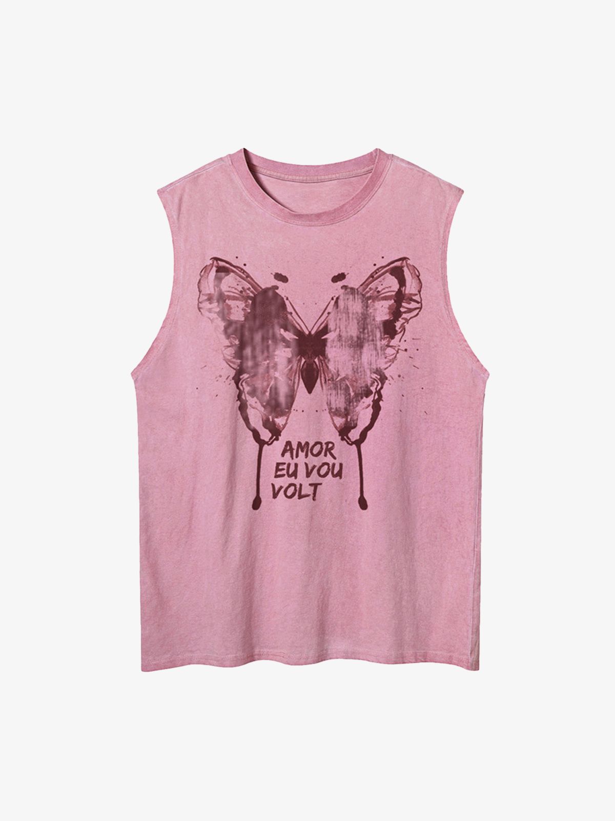 Thesupermade Washed Distressed Butterfly Print Vest 