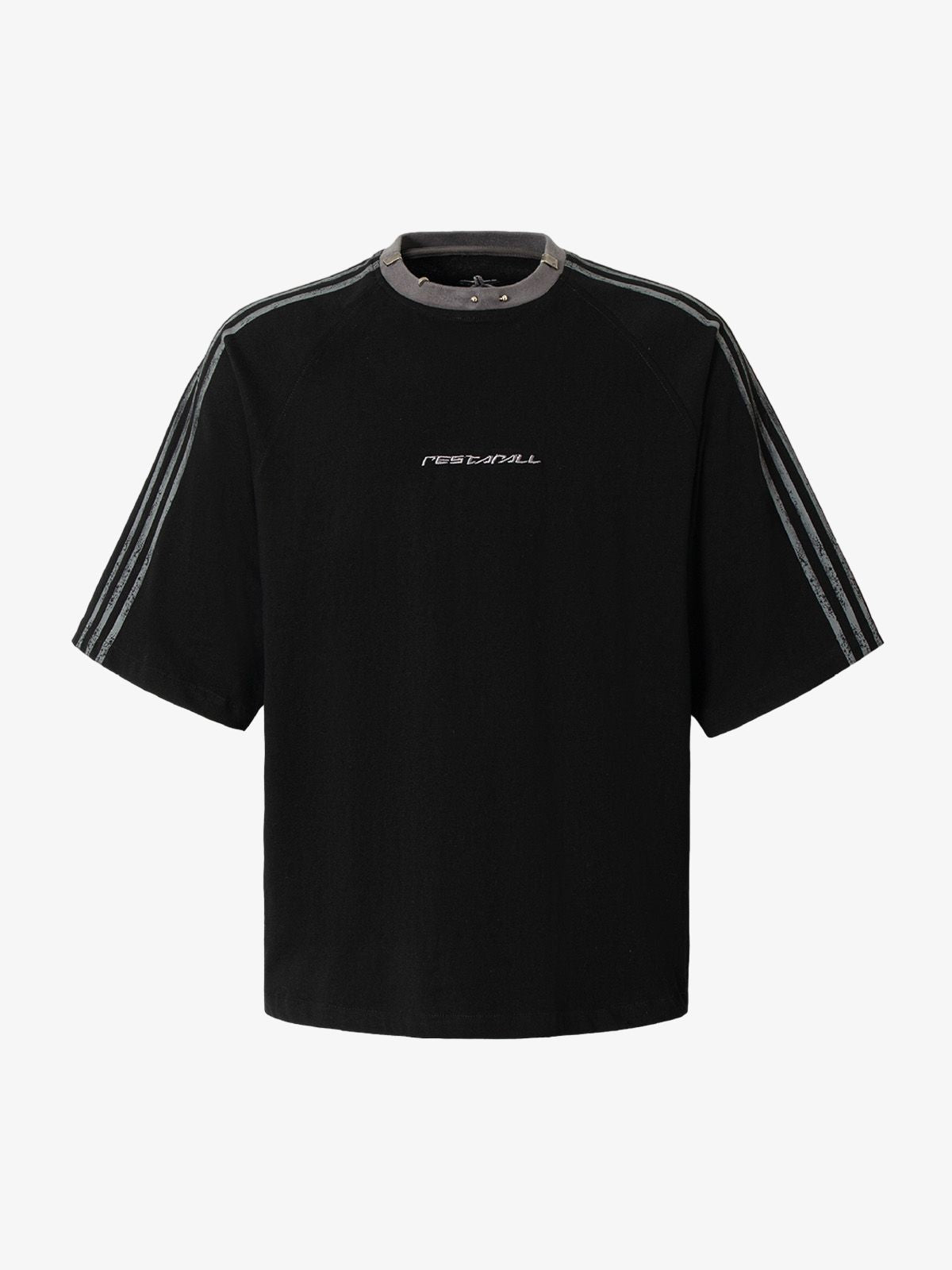 Heavy Washed Street Metal Collar T-shirt 