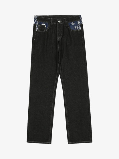 Thesupermade Petal Letter Straight Jeans 