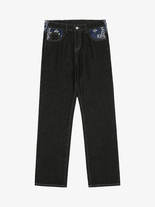 Thesupermade Petal Letter Straight Jeans 