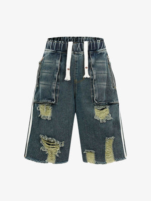 Distressed Cargo Denim Shorts - 2378 