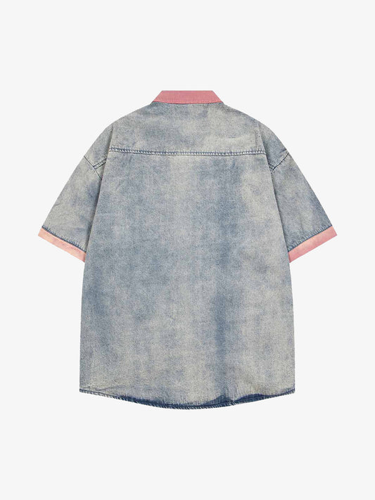Embroidered Patch Denim Shirt 
