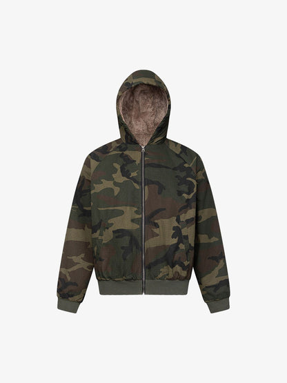 Thesupermade Camouflage Fleece Hooded  Jacket 
