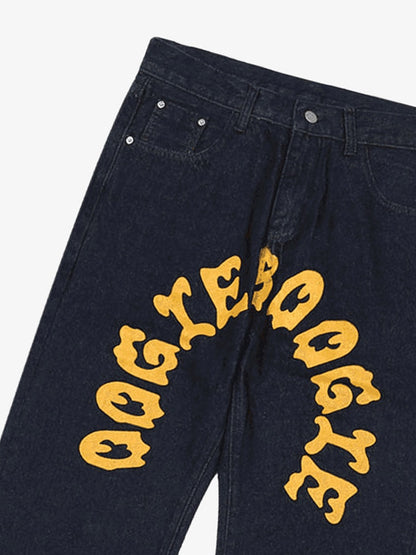 Thesupermade Cartoon Pocket Print Washed Jeans 