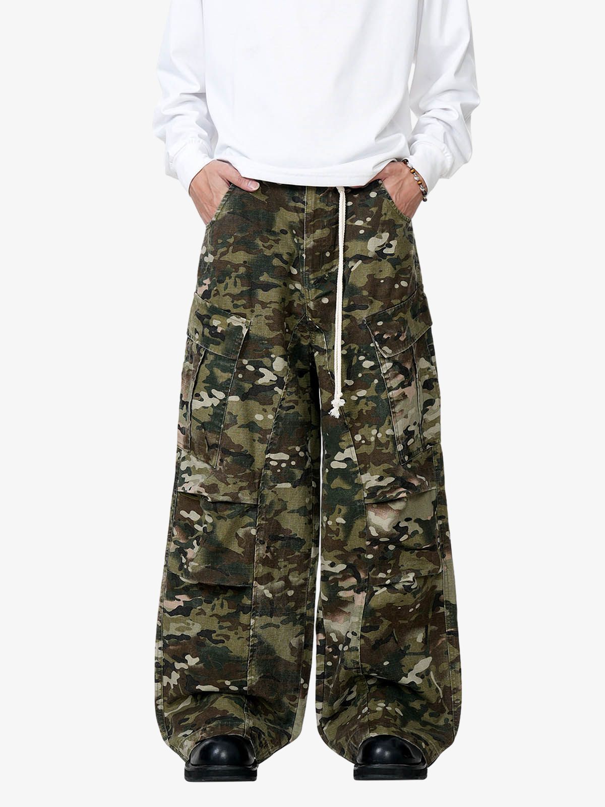 Camouflage Drawstring Cargo Pants - 2315 