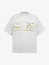 Oversized Embroidered Floral Letter T-Shirt 