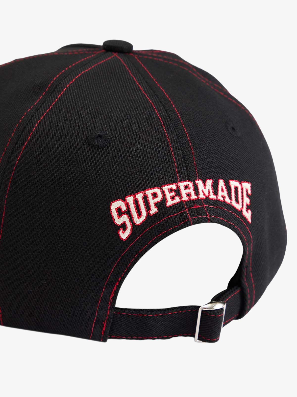 Embroidered Flame-Trimmed Black Baseball Cap - 2365 