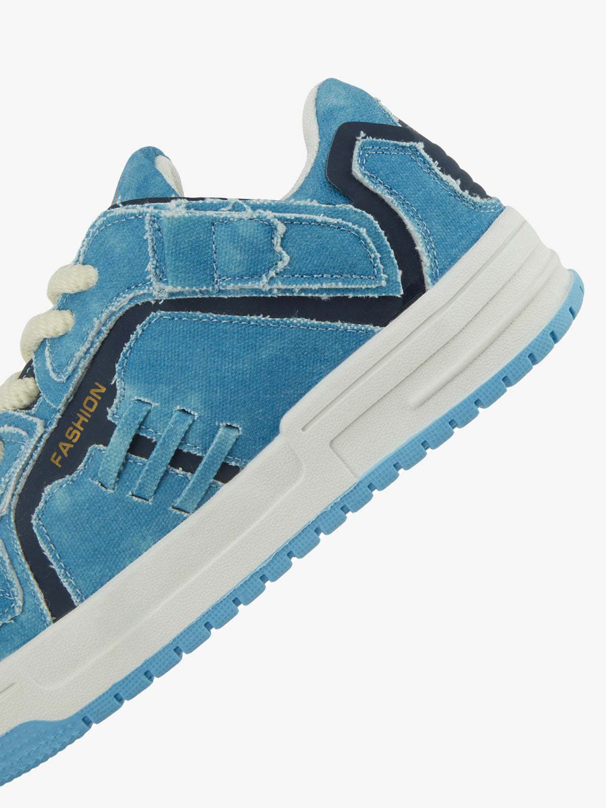 Shredded Denim Patchwork Sneakers 