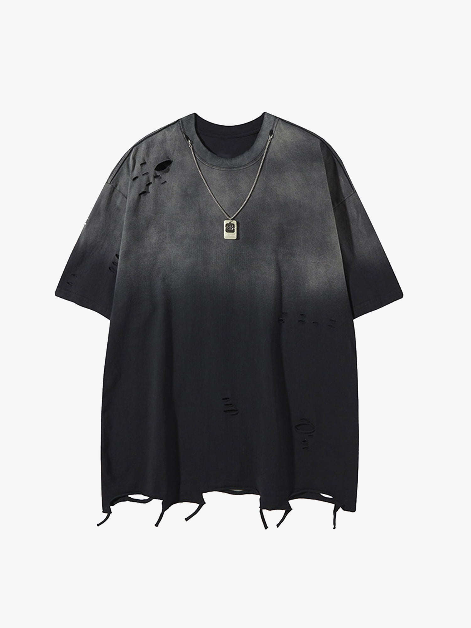 Tie -Dye Tattered Edge Necklace T-shirt 