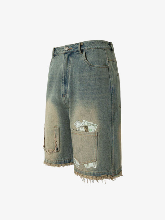 Gradient Washed Raw Edge Jorts 
