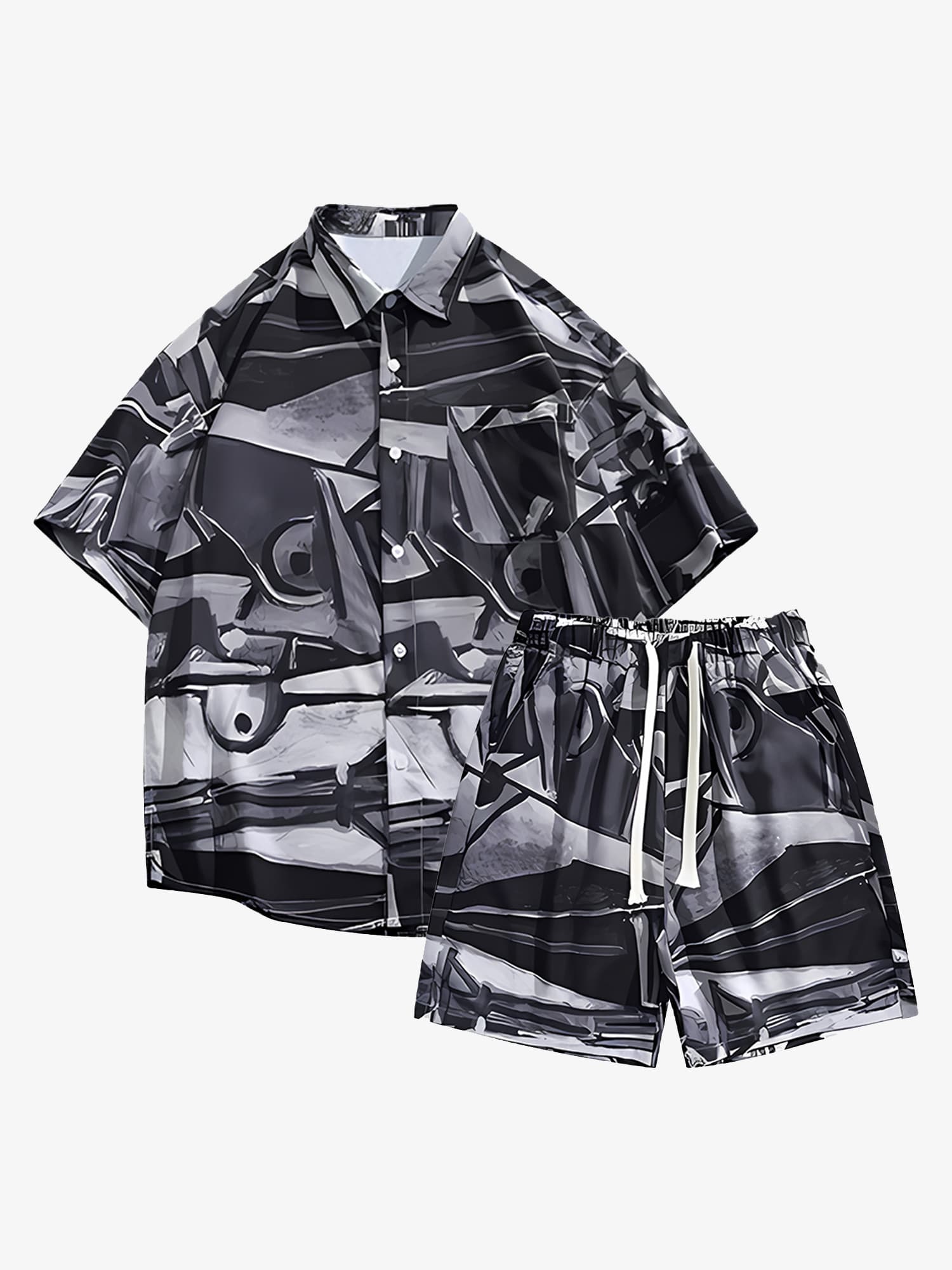 Thesupermade American Retro Fun Print Casual Set 