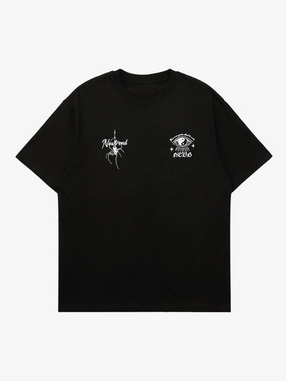 Thesupermade American Retro Mural Spider Street Rap T-Shirt 