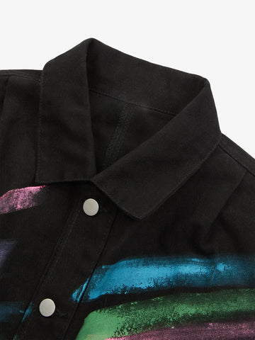 Thesupermade Hip-hop Hand-painted Graffiti Denim Jacket - 2010 