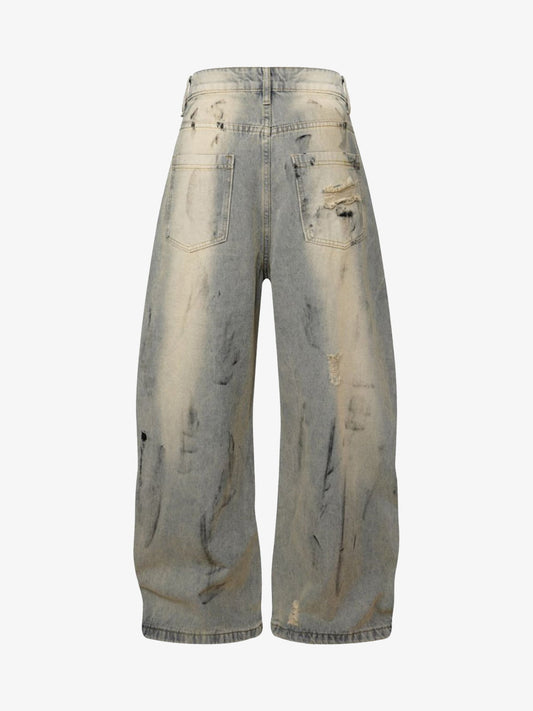 Street Stripe Dirty Dye Barrel Jeans 
