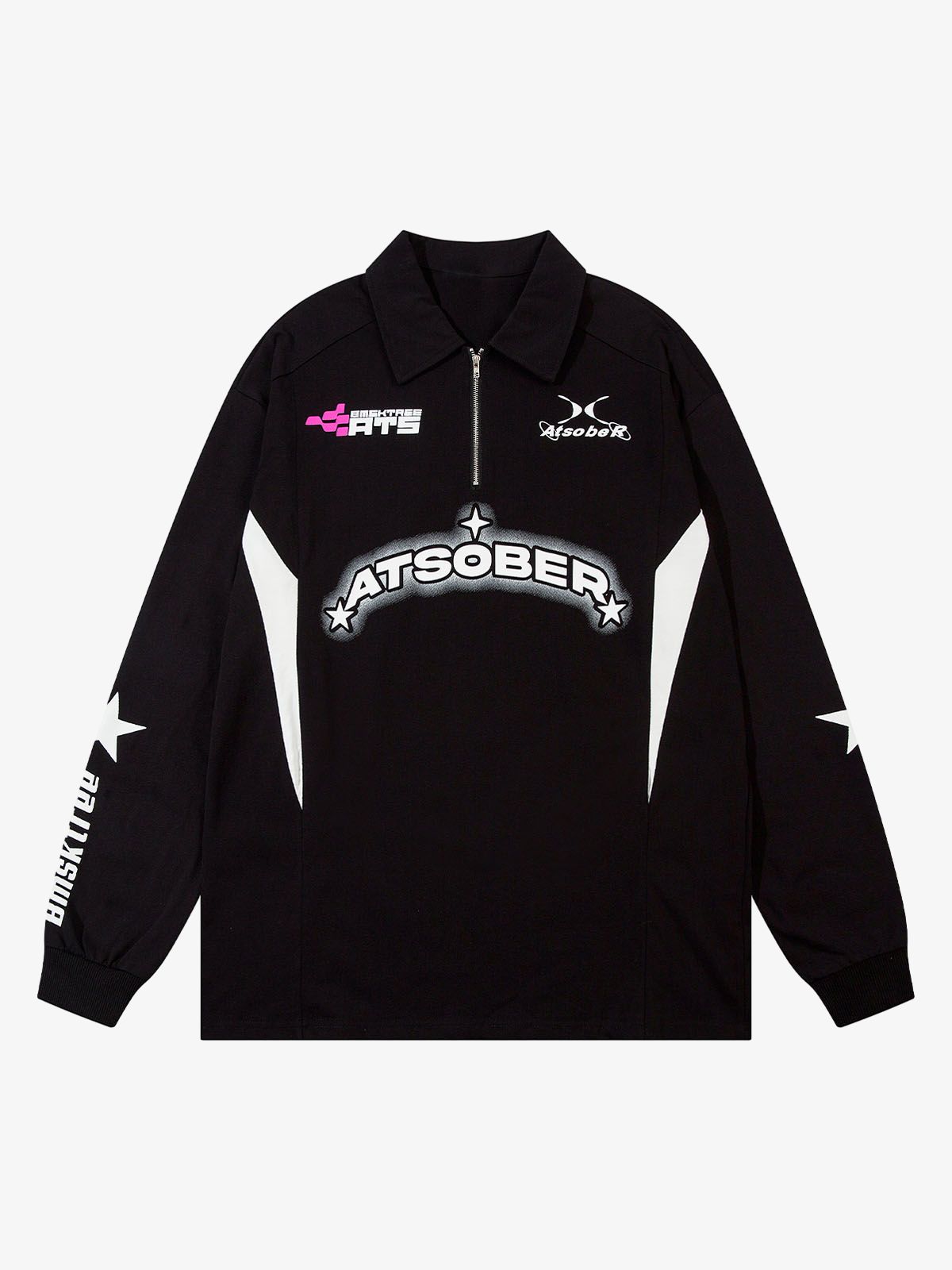 Thesupermade Star Contrast Color Long Sleeve Quarter Zipper Shirt 
