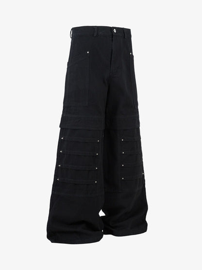 Deconstructed Split Rivet Cargo Jeans 
