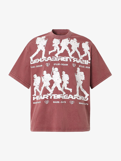 Rock Style Retro Letter Print T-shirt 