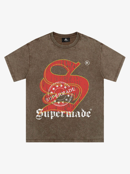 Thesupermade Street Distressed Stamped Letters T-shirt 