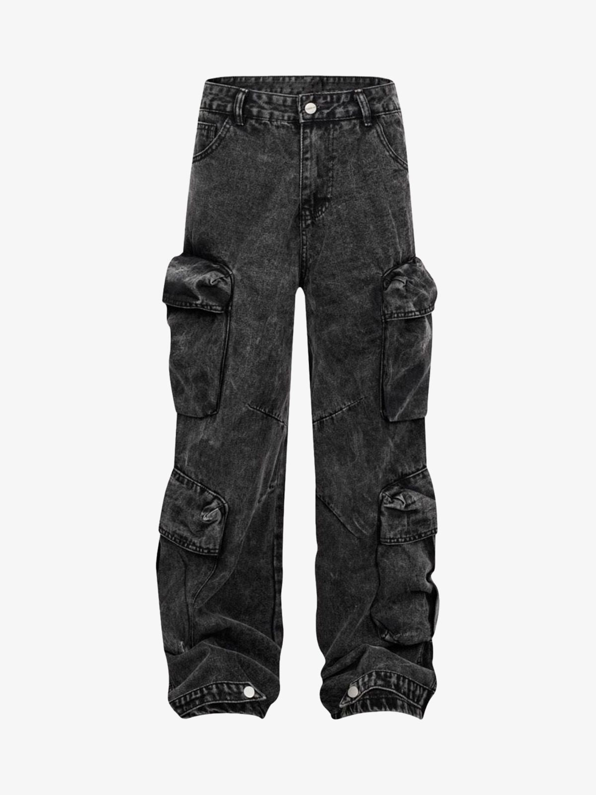 ◆XTONZ◆ XF003 Multi Cargo Pocket Washed Denim Pants BLACK MUSINSA | XTONZ XF003 Multi Cargo Pocket Washed Denim Pants