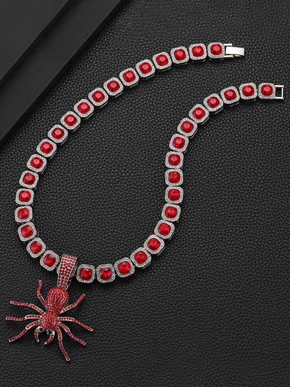 Thesupermade Punk Style Red Spider Cuban Necklace 