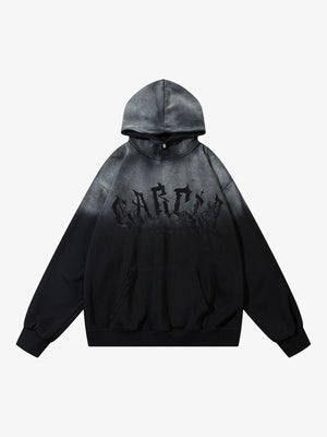 Thesupermade Patch Lettering Embroidered Gradient Color Hoodie 