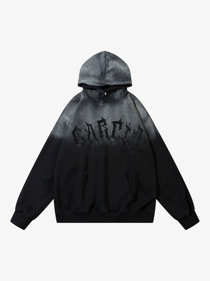 Thesupermade Patch Lettering Embroidered Gradient Color Hoodie 