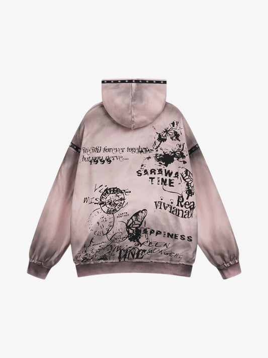 Wasteland Style Distressed Graffiti Hoodie 