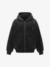 Street Washed Distressed Stitching Rivet Hooded Jacket 