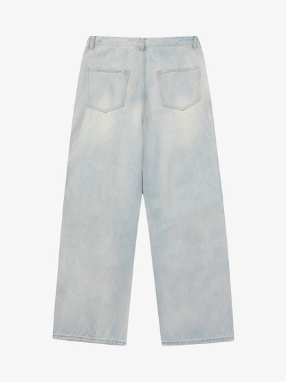 Thesupermade Vintage Washed Multi-pocket Work Jeans 
