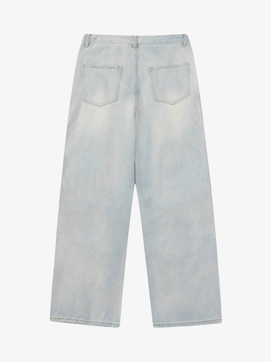 Thesupermade Vintage Washed Multi-pocket Work Jeans 