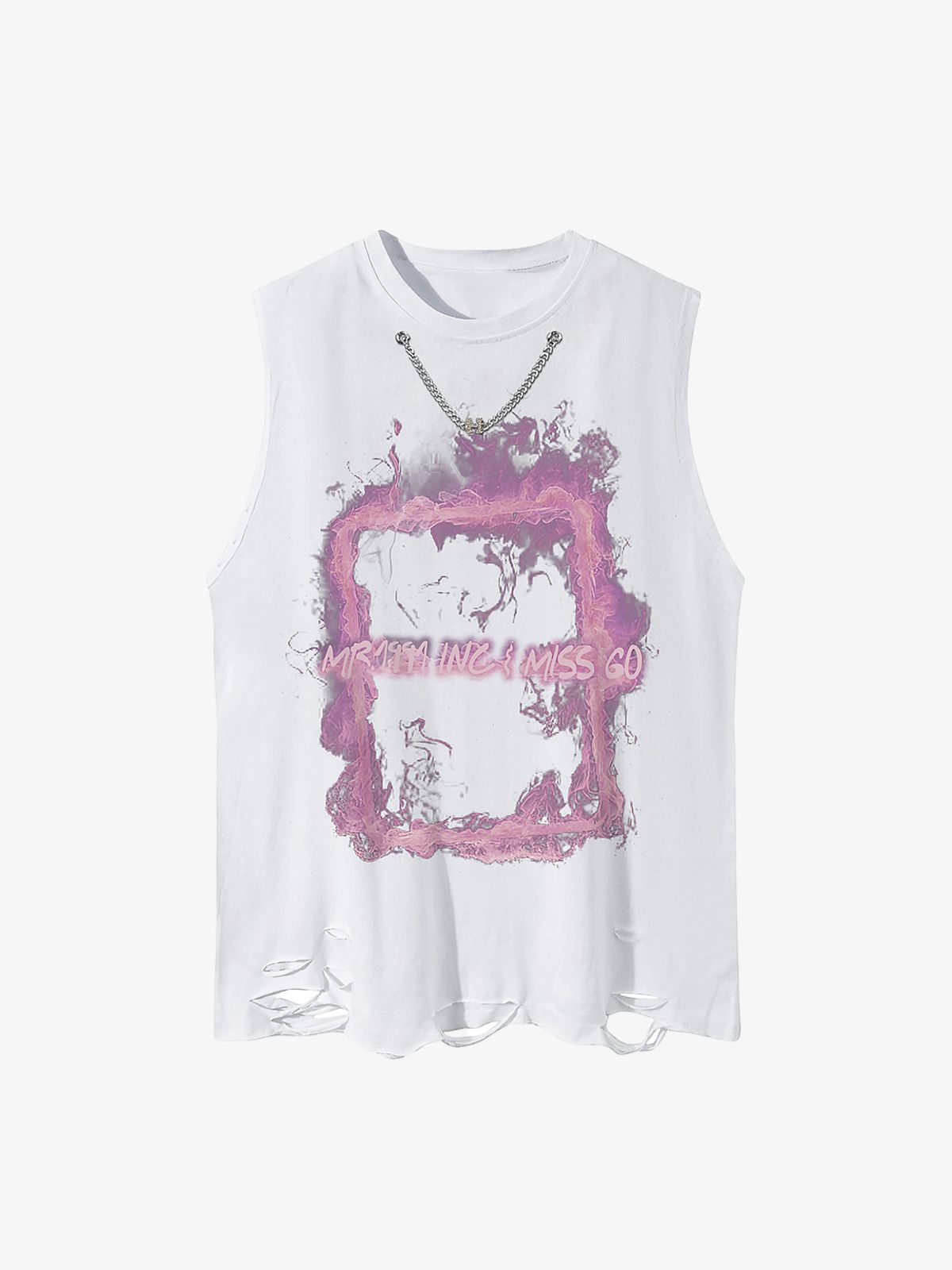 Thesupermade Retro Distressed Washed Smoke Printed Vest 