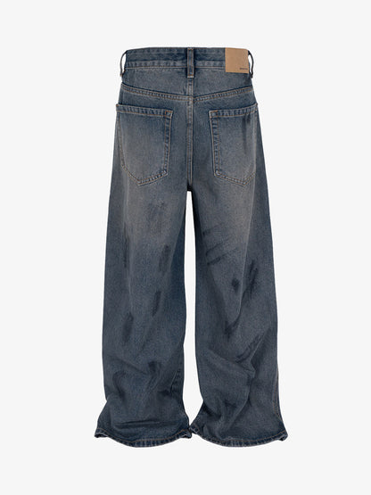 Wasteland Style Ink Splash Baggy Jeans 