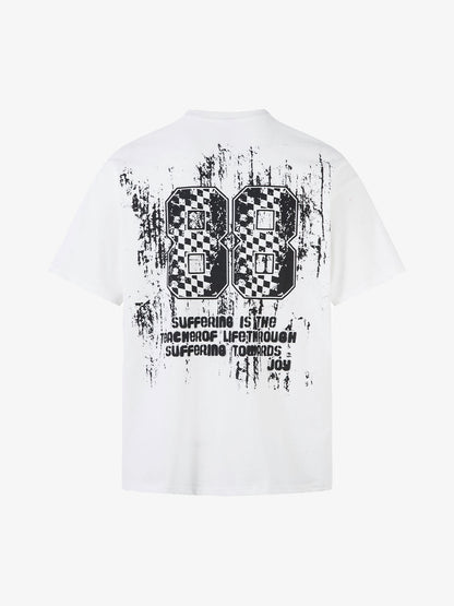 Retro Graffiti Lettering Short Sleeve T-shirt - 2341 