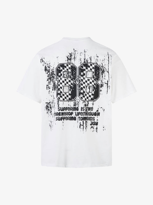 Retro Graffiti Lettering Short Sleeve T-shirt - 2341 