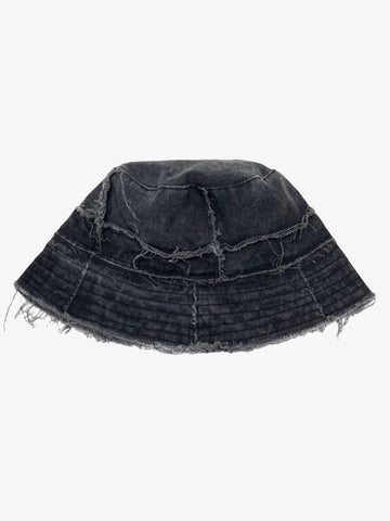 Distressed Denim Raw Edge Destroyed Bucket Hat 