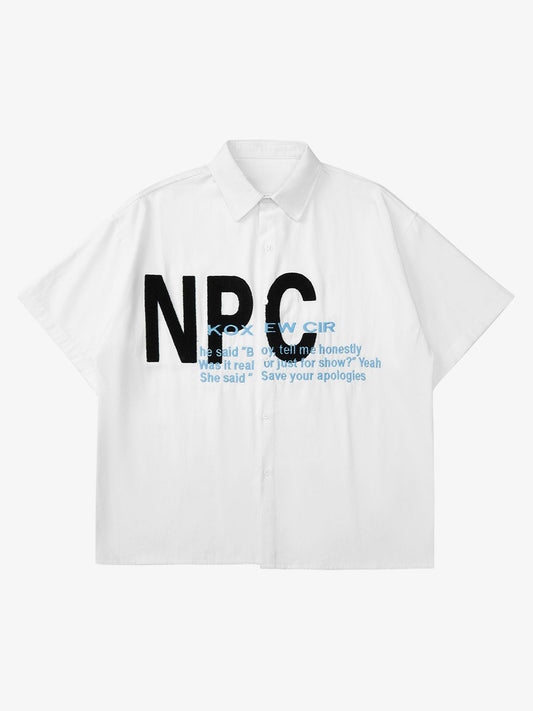 Thesupermade American Retro Letter Embroidered Shirt 