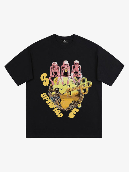 Thesupermade Retro Skull Printed T-shirt 