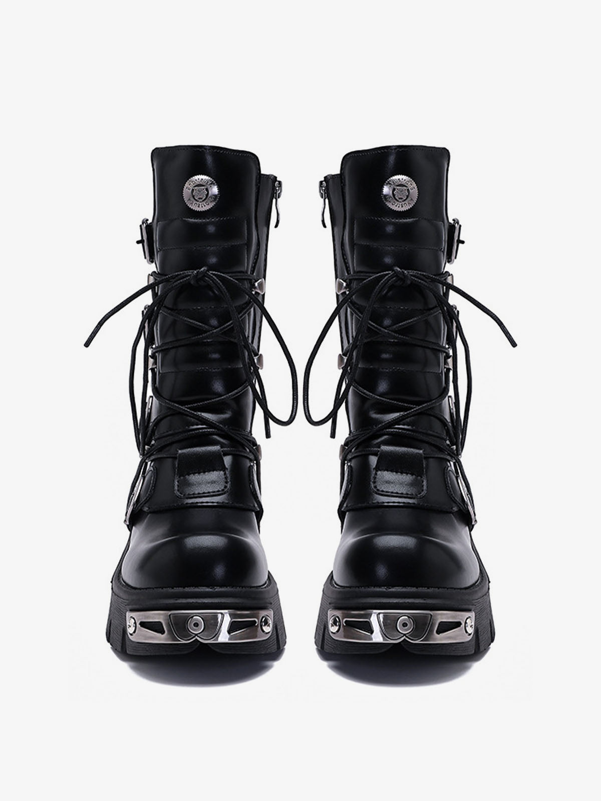 Thesupermade Metal Punk Style Workwear Platform Boots - 2199 