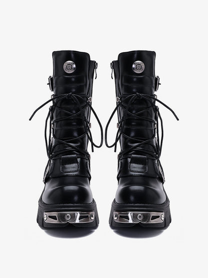 Thesupermade Metal Punk Style Workwear Platform Boots - 2199 