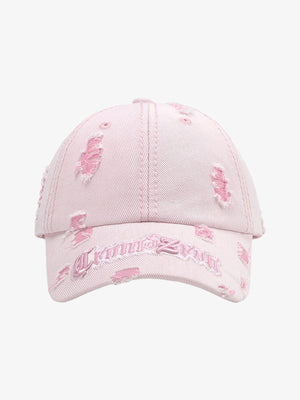 Distressed Letter Embroidery Baseball Cap 