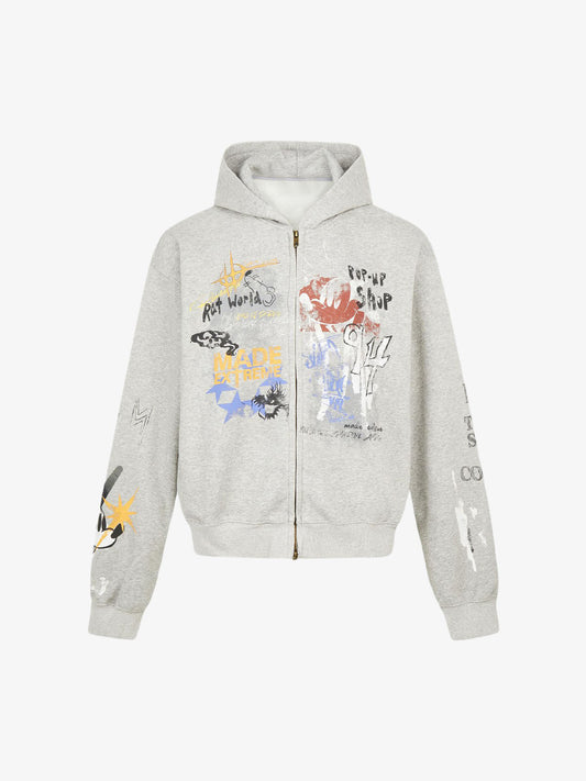 Thesupermade Graffiti Cardigan Hoodie 
