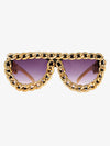 Street Square Frame Chain Sunglasses 