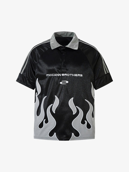 Street Flame Embroidery POLO T-Shirt 
